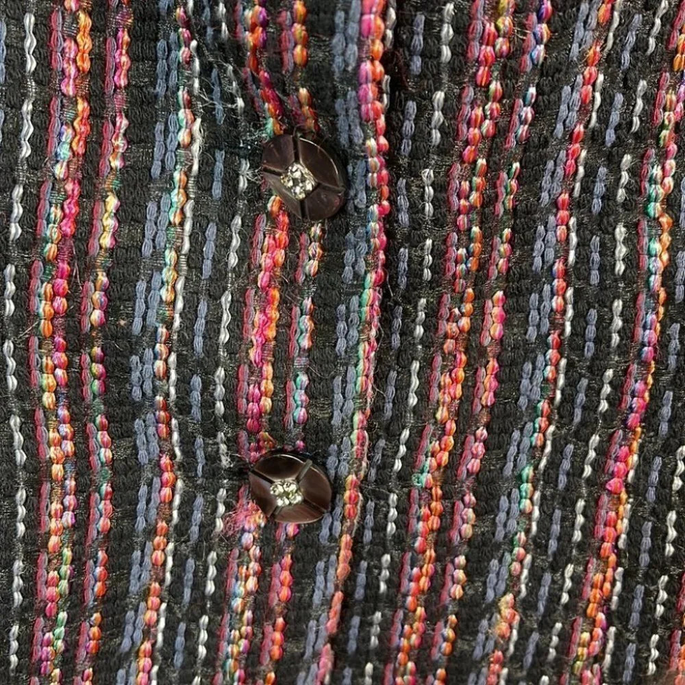 ISABELLE ELIE Multicoloured Tweed Blazer 3/4 Tulip Sleeve Single Breasted Size S - Picture 5 of 12